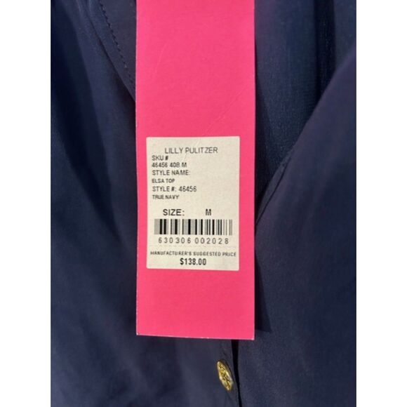 NWT Lilly Pulitzer Elsa Navy Blue Silk Blouse - Picture 5 of 5